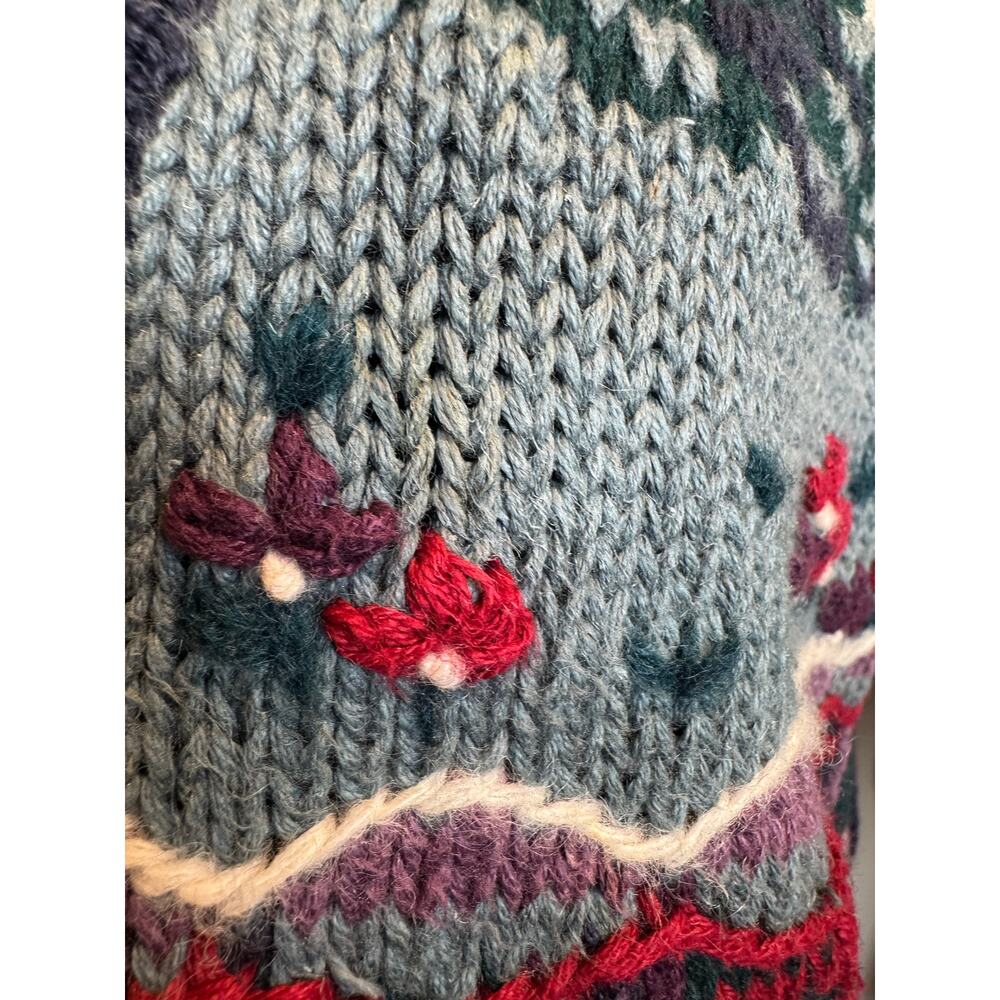 Vintage 90s Christopher & Banks Hand Embroidered Patchwork Knit Sweater Vest M - Picture 8 of 9